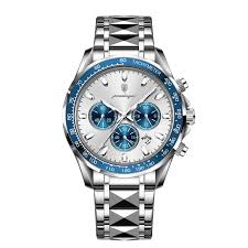silver blue watch
